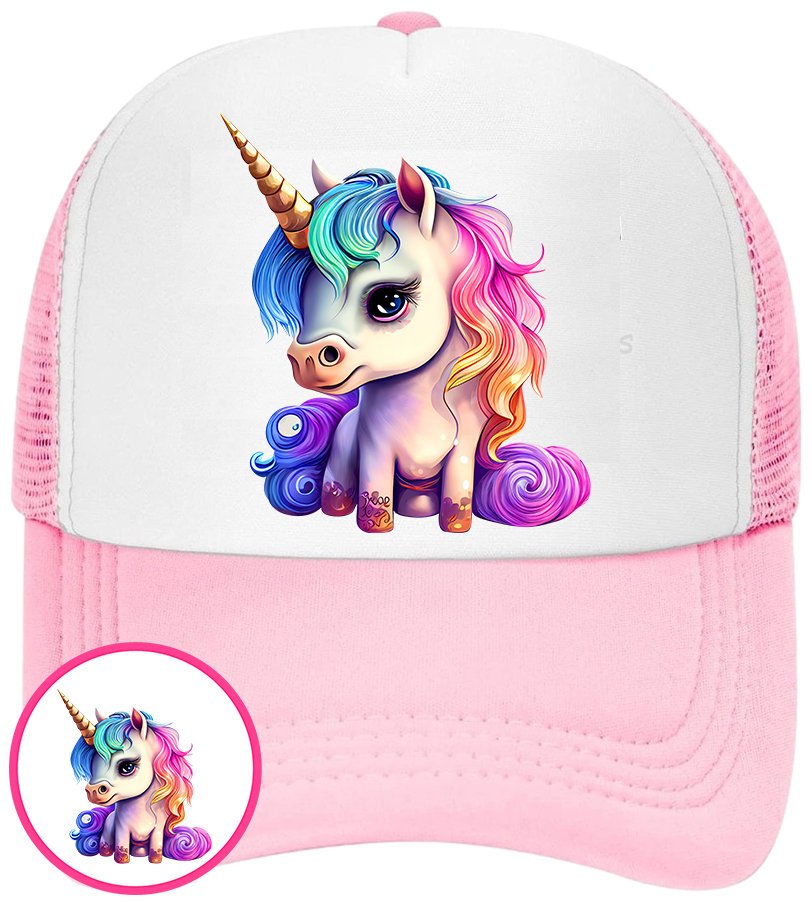 CZAPKA Z DASZKIEM JEDNOROŻEC DLA DZIECI SIATKA RÓŻOWA BEJSBOLÓWKA