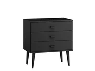 Komody - Outlet - Komoda sosnowa drewniana Venuci nr1 79 cm 3s czarna - miniaturka - grafika 1