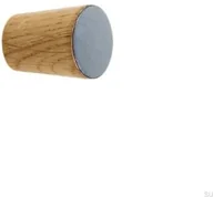 Klamki - Gałka meblowa Simple Cone Drewniana Emaliowana Jasny Szary Olej Bezbarwny Półmat - miniaturka - grafika 1