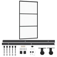 Drzwi wewnętrzne - vidaXL Drzwi przesuwne z osprzętem, szkło ESG i aluminium, 102x205 cm - miniaturka - grafika 1