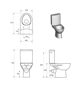 Cersanit WC kompakt poziom Parva New Clean - Kompakty WC - miniaturka - grafika 1