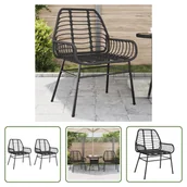 Fotele i krzesła ogrodowe - The Living Store Krzesła ogrodowe 2 szt. czarny polirattan - miniaturka - grafika 1