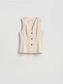 Marynarki i żakiety damskie - Reserved - Kamizelka z dodatkiem lnu - złamana biel - miniaturka - grafika 1