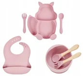 Zestawy naczyń dla dzieci - ZESTAW DO KARMIENIA DLA DZIECI NIEMOWLĄT KOMPLET NACZYNIA SILIKONOWE 7 ele - miniaturka - grafika 1