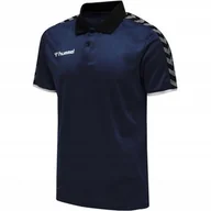 Koszulki męskie - Koszulka polo męska Hummel Authentic Functional r.M krótki rękaw granat - miniaturka - grafika 1