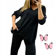 Swetry damskie - SWETER DAMSKI luźny LAMPAS panterka WISKOZA czarny tunika 54 56 7xl 8xl - miniaturka - grafika 1