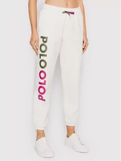 Spodnie sportowe damskie - Polo Ralph Lauren Spodnie dresowe 211856700001 Biały Regular Fit - grafika 1