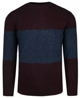 Swetry męskie - Męski Sweter z Dzianiny Bawełnianej - Colosseo - Melanż Bordo i Granat - miniaturka - grafika 1