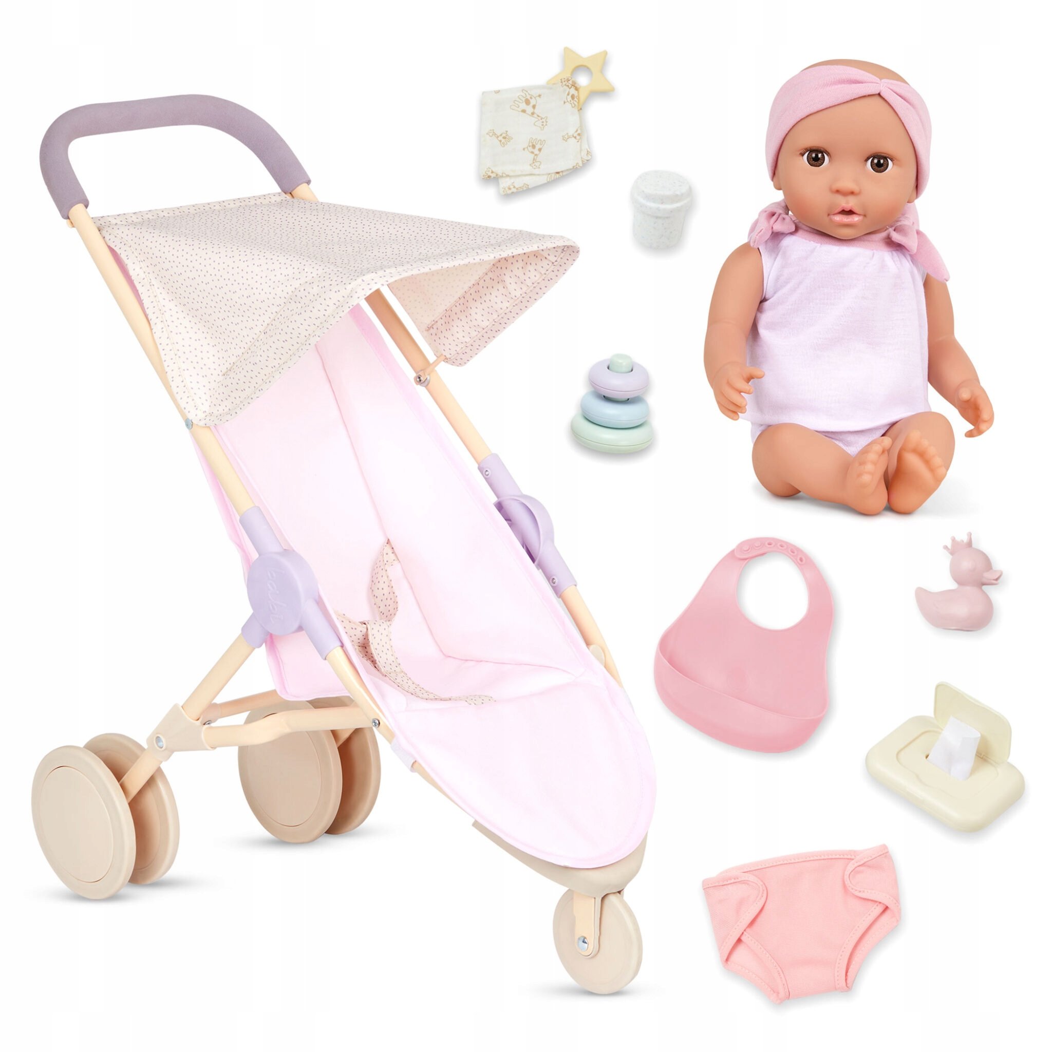 LullaBaby: Lalka Niemowlak z Wózkiem i akcesoriami – Zestaw Prezentowy 7691