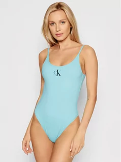 Stroje kąpielowe - Calvin Klein Swimwear Strój kąpielowy Scoop Back KW0KW01341 Niebieski - grafika 1