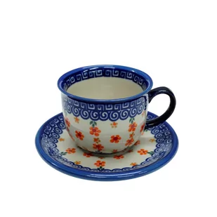 Ceramiczna filiżanka ze spodkiem Ceramika Bolesławiec - Filiżanki - miniaturka - grafika 1