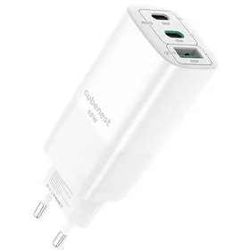 Ładowarka sieciowa CubeNest S3D0 GaN, 1xUSB, 2xUSB-C PD, 65 W Biała - Ładowarki do telefonów - miniaturka - grafika 1