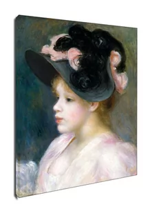 Young Girl in a Pink and Black Hat, Auguste Renoir - obraz na płótnie Wymiar do wyboru: 70x100 cm - Obrazy i zdjęcia na płótnie - miniaturka - grafika 1