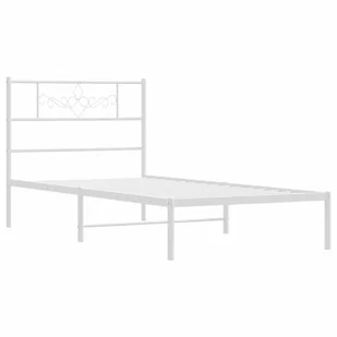 Metalowa rama łóżka z wezgłowiem, biała, 100x190 cm Lumarko! - Łóżka - miniaturka - grafika 2