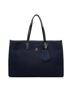 Tommy Hilfiger Torebka Th City Large Tote Melton AW0AW18215 Granatowy - Torebki damskie - miniaturka - grafika 1