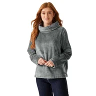 Bluzy damskie - Regatta Damska bluza Bardou II welurowa bluza z kapturem, miękki w dotyku polar - idealna na zewnątrz, spacery, kemping i wędrówki, szara - miniaturka - grafika 1