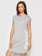 Sukienki - DKNY Sukienka dzianinowa P0RD1B2J Szary Regular Fit - miniaturka - grafika 1