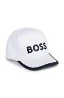 Czapki dla dzieci - BOSS czapka z daszkiem bawełniana dziecięca kolor biały z nadrukiem - Boss - miniaturka - grafika 1