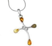 Biżuteria religijna - Srebrny krzyżyk z kolorowym bursztynem - miniaturka - grafika 1