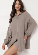 Koszule damskie - Beżowa Bawełniana Koszula Muślinowa Atelora - miniaturka - grafika 1