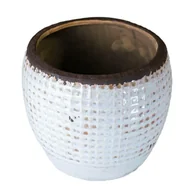 Donice - Piasek pustyni 2A, ceramiczna pękata osłonka w delikatną kratkę (największa) - miniaturka - grafika 1