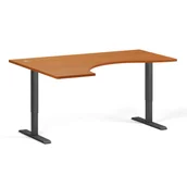 Stoły i stoliki do biura - Stół z regulacją wysokości, 1 silnik, 745 - 1235 mm, ergonomiczny L/P, blat 1600 x 1200 mm, podstawa czarna, czereśnia - miniaturka - grafika 1