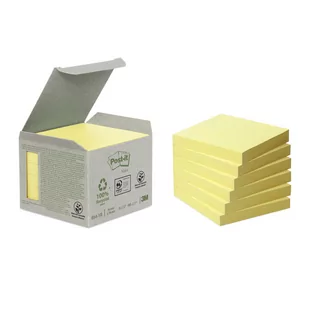 Post-It Ekologiczne karteczki samoprzylepne Post-it_ z certyfikatem PEFC Recycled Żółte 76x76mm 6 bloczków po 100 karteczek - Etykiety samoprzylepne i bloki etykiet - miniaturka - grafika 1