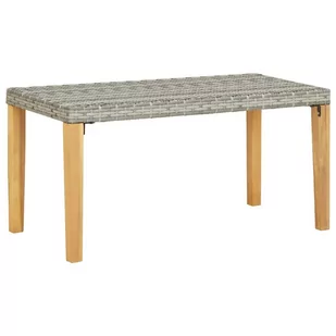 vidaXL Ławka ogrodowa, 120 cm, szara, polirattan i drewno akacjowe - Ławki ogrodowe - miniaturka - grafika 1