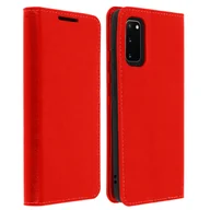 Etui i futerały do telefonów - Etui Folio Prawdziwa Skóra Samsung Galaxy S20 z miejscem na kartę Podstawka wideo Czerwone - miniaturka - grafika 1