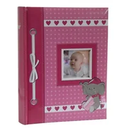 Albumy fotograficzne - ALBUM DZIECKA dziecięcy szyty na 200 zdjęć 10x15 cm. z opisem AB różowy - miniaturka - grafika 1