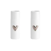 Wazony i flakony - Wazon Raeder Zestaw 2 wazoników srebrne serce C14277 - miniaturka - grafika 1