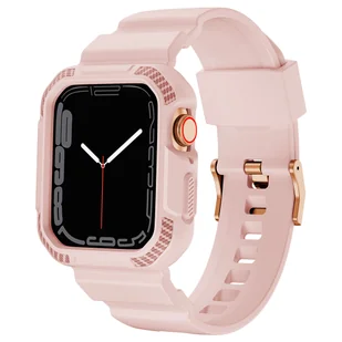 Kingxbar CYF106 2w1 pancerne etui Apple Watch SE, 8, 7, 6, 5, 4, 3, 2, 1 (41, 40, 38 mm) z paskiem różowe - Akcesoria do smartwatchy - miniaturka - grafika 5