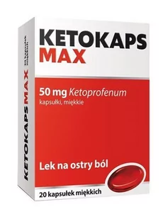 Hasco-Lek PRZEDSIĘBIORSTWO PRODUKCJI FARMACEUTYCZNEJ L Ketokaps Max 50 mg 20 kapsułek 3768722 - Leki przeciwbólowe - miniaturka - grafika 1