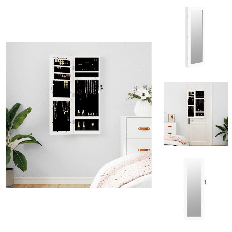 vidaXL Szafka na biżuterię z lustrem do montażu na ścianie biała 30x8,5x90 cm - Lustro