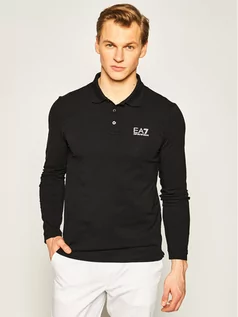 Koszulki męskie - Emporio Armani EA7 Polo 8NPF05 PJM5Z 1200 Czarny Regular Fit - grafika 1