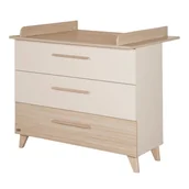 Komody dla dzieci - Kremowo-naturalna komoda dziecięca w dekorze dębu z przewijakiem 110x98x75 cm Sidney – Roba - miniaturka - grafika 1