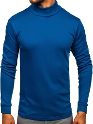 Granatowy bawełniany golf męski basic Denley 535 - Swetry męskie - miniaturka - grafika 1