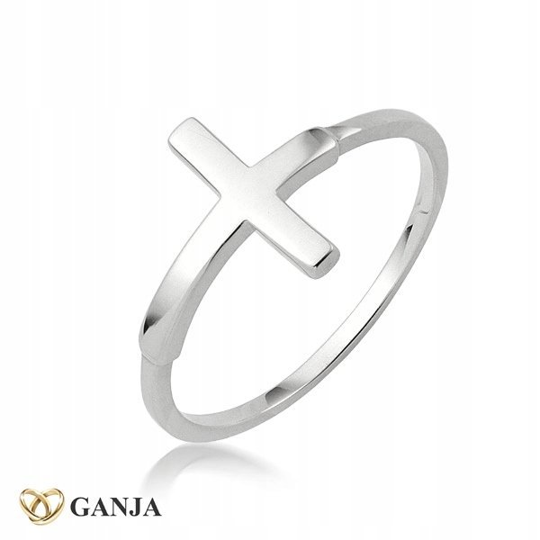 Delikatny pierścionek z krzyżykiem , próba AG925