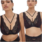 Biustonosze - Biustonosz miękki braletka koronka paski czerń/czerwień Alles HEARTBEAT 65D - miniaturka - grafika 1