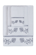 Ręczniki - Ręcznik kąpielowy DIARA 85x150 cm Biały / szary haft - miniaturka - grafika 1