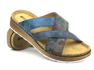 Klapki i japonki damskie - Klapki damskie ze skórzaną wkładką - Inblu GS-52, granatowe - miniaturka - grafika 1