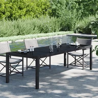 Stoły ogrodowe - vidaXL Stół ogrodowy, czarny, 250x100x75 cm, szkło i rattan PE - miniaturka - grafika 1