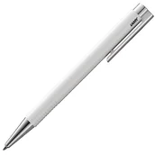 Długopisy - LAMY Logo M+ długopis 204 – długopis z odpornego na pęknięcia tworzywa sztucznego w kolorze biały/srebrnym ze zintegrowanym zatrzaskiem – z wkładem o dużej pojemności – szerokość kreski B - miniaturka - grafika 1