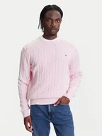Swetry męskie - Tommy Hilfiger Sweter Classic MW0MW39524 Różowy Regular Fit - miniaturka - grafika 1