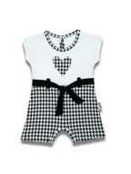 Kombinezony dla dzieci - Niemowlęcy rampers z sercem w pepitkę biały Nicol,r.74 - miniaturka - grafika 1