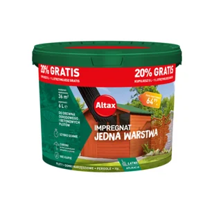 Impregnat do drewna ogrodowego JEDNA WARSTWA 6 l Brąz Altax - Farby i impregnaty do drewna - miniaturka - grafika 1