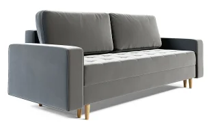 Szara welurowa sofa rozkładana z pojemnikiem A3-B09 - Sofy i kanapy Szara welurowa sofa rozkładana z pojemnikiem A3-B09 - Sofy i kanapy - miniaturka - grafika 1