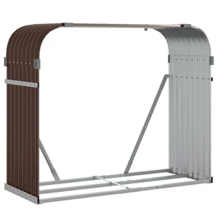 vidaXL Stojak na drewno, brązowy, 120x45x100 cm, stal galwanizowana - Wózki magazynowe - miniaturka - grafika 1