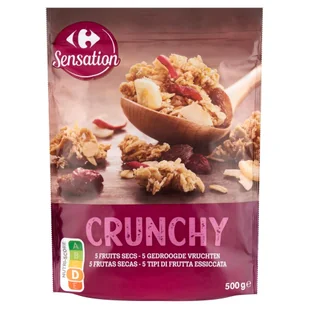 Carrefour Sensation Chrupiąca granola zbożowa z suszonymi owocami 500 g - Płatki śniadaniowe i musli - miniaturka - grafika 1