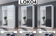 Szafy - Szafa Loko 4 Przesuwna 2-Drzwiowa, 120 Cm, Lustro, Biała, Sonoma, Wenge, Szkło Białe, Czarne, Grafit, Opcja Oświetlenia Led - miniaturka - grafika 1